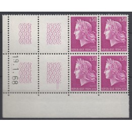 Timbre de collection France - 1536 Coin Daté (1968)