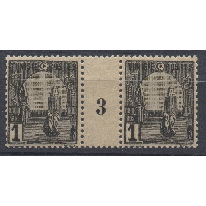 Timbre de collection Tunisie - 029 Millesime 3 (1923) Papier Mât