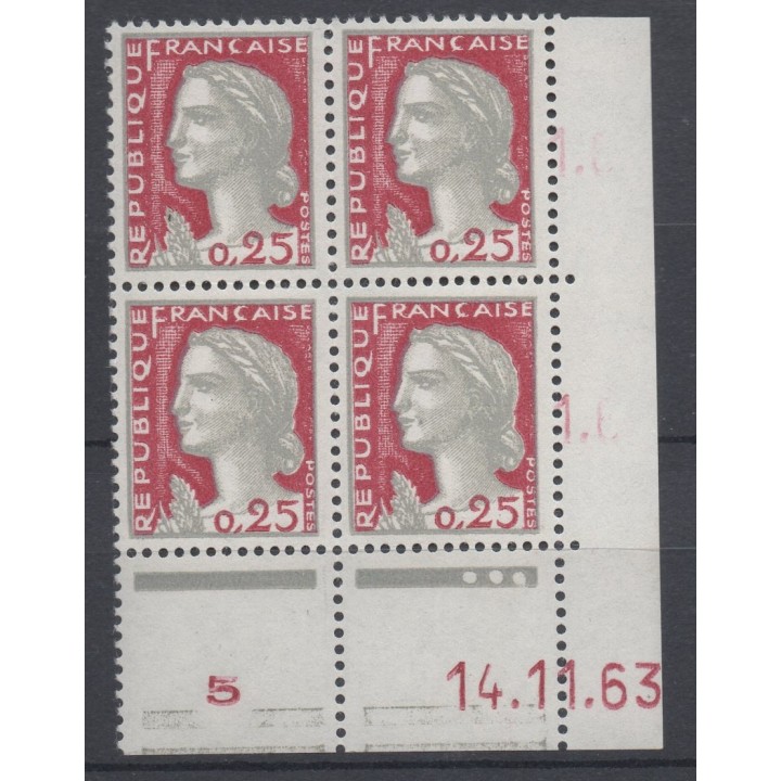 Timbre de collection France - 1263 Coin Daté (1963)