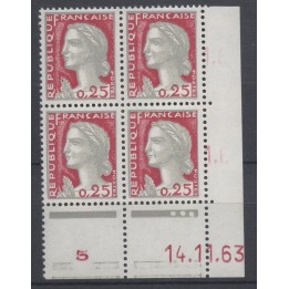 Timbre de collection France - 1263 Coin Daté (1963)
