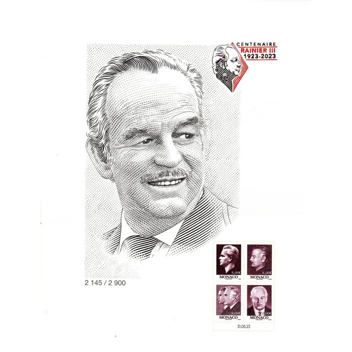 Timbre de collection Monaco - Bloc Feuillet 109 - Centenaire de la naissance du Prince Reinier III (1923-2023)