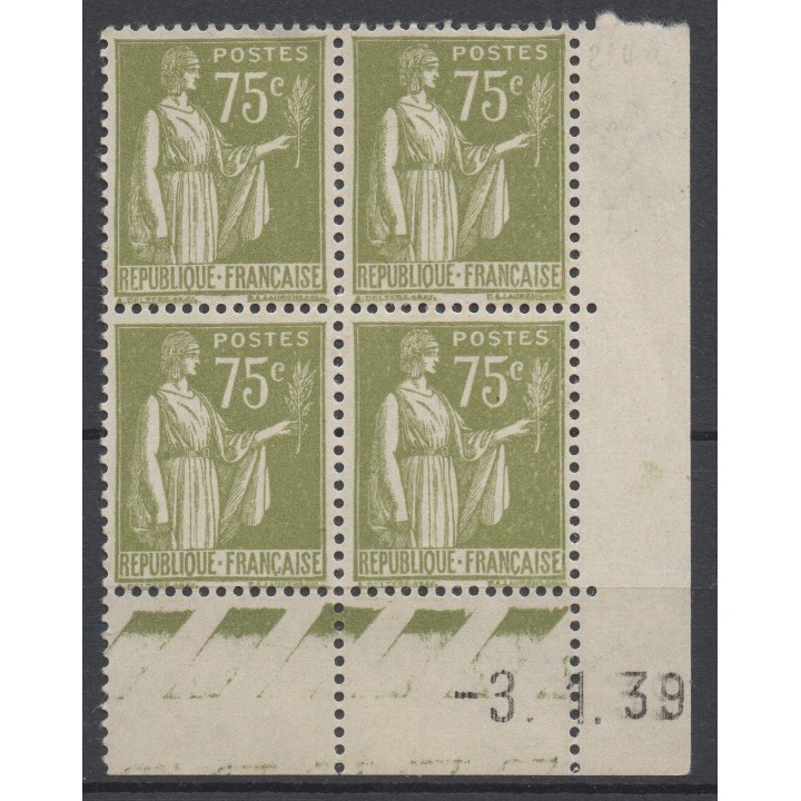 Timbre de collection France - 0284A Coin Daté (1939)
