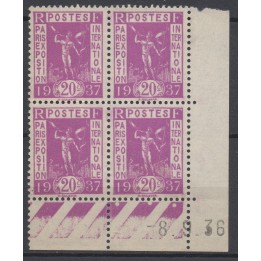 Timbre de collection France - 0322 Coin Daté (1936)