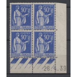 Timbre de collection France - 0368 Coin Daté (1939)