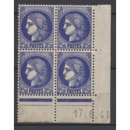 Timbre de collection France - 0375A Coin Daté (1941)