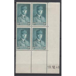 Timbre de collection France - 0471 Coin Daté (1940)