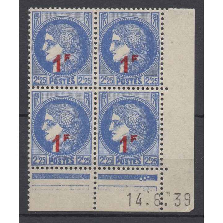 Timbre de collection France - 0487 Coin Daté (1939)