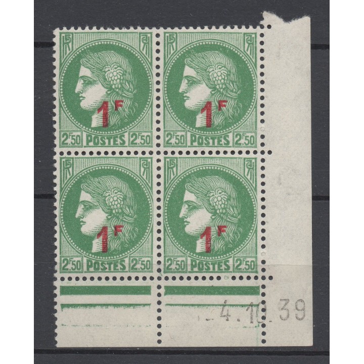 Timbre de collection France - 0488 Coin Daté (1939)
