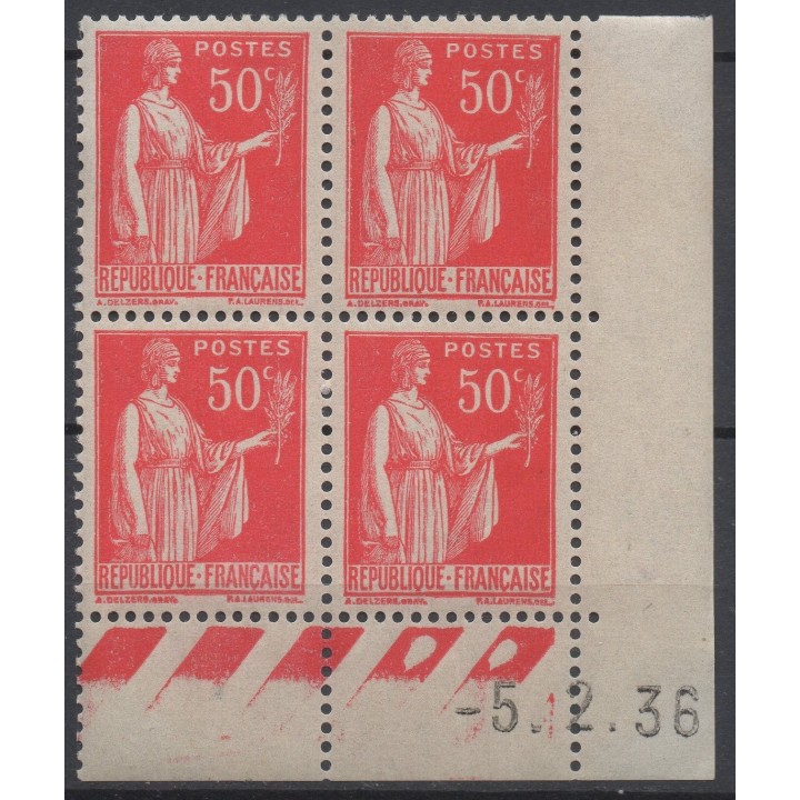 Timbre de collection France - 0283 Coin Daté (1936)