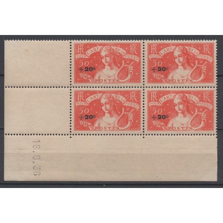 Timbre de collection France - 0329 Coin Daté (1936)