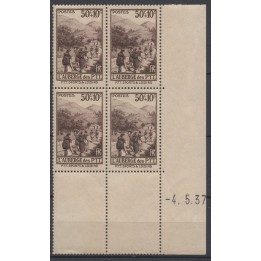 Timbre de collection France - 0347 Coin Daté (1937)