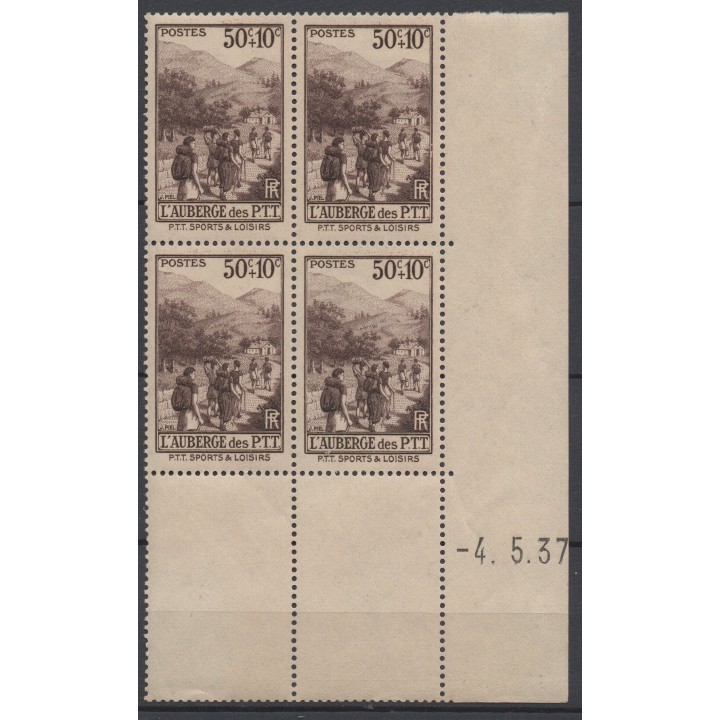 Timbre de collection France - 0347 Coin Daté (1937)