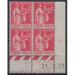 Timbre de collection France - 0370 Coin Daté (1939)