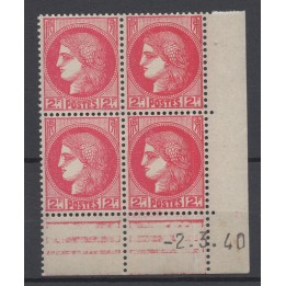 Timbre de collection France - 0373 Coin Daté (1940)