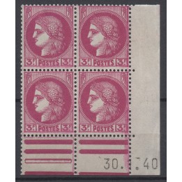 Timbre de collection France - 0376 Coin Daté (1940)