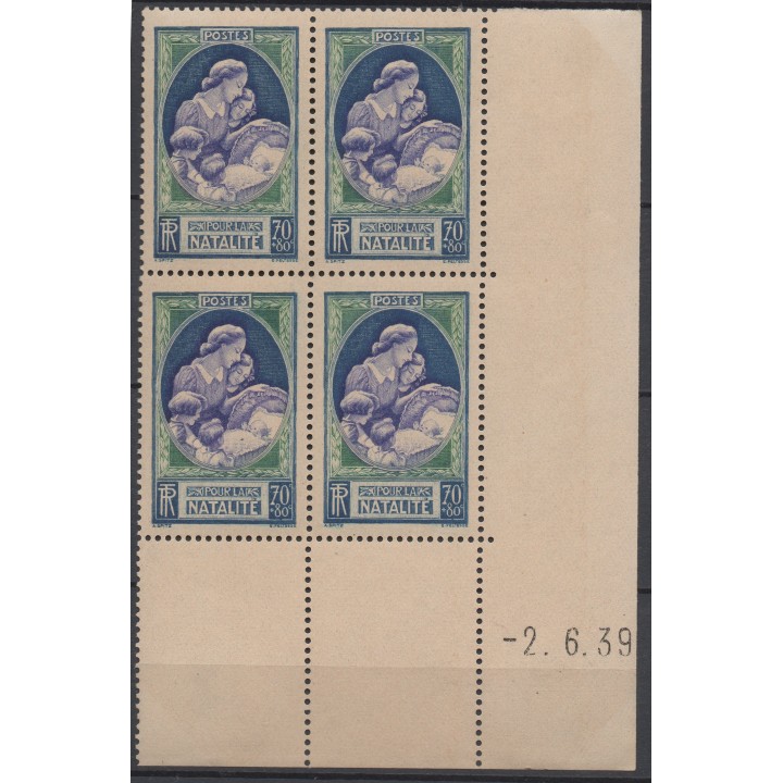 Timbre de collection France - 0440 Coin Daté (1939)