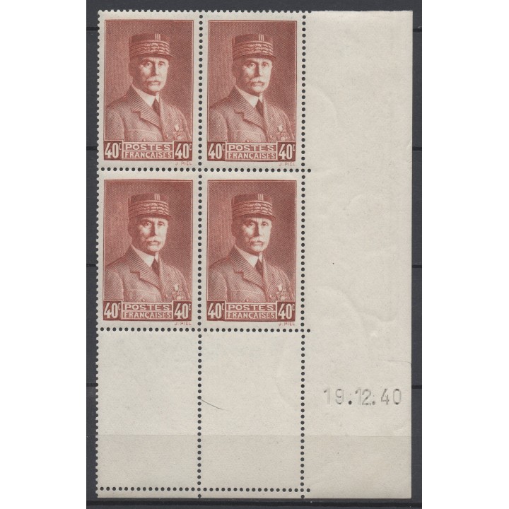 Timbre de collection France - 0470 Coin Daté (1940)