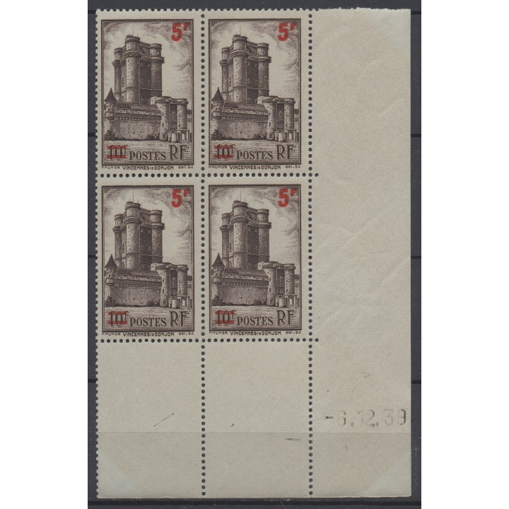 Timbre de collection France - 0491 Coin Daté (1939)