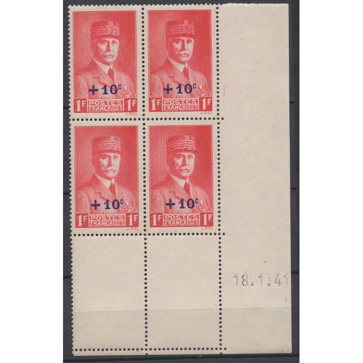 Timbre de collection France - 0494 Coin Daté (1940)