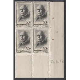 Timbre de collection France - 0525 Coin Daté (1942)
