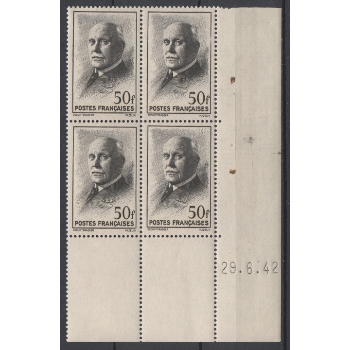 Timbre de collection France - 0525 Coin Daté (1942)