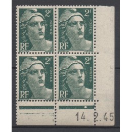 Timbre de collection France - 0713 Coin Daté (1945)