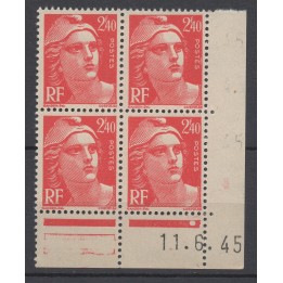Timbre de collection France - 0714 Coin Daté (1945)