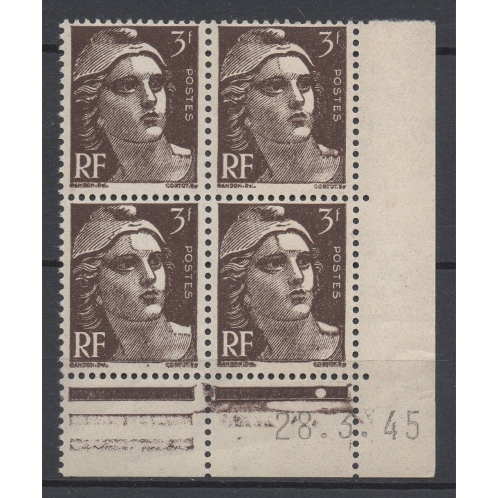 Timbre de collection France - 0715 Coin Daté (1945)