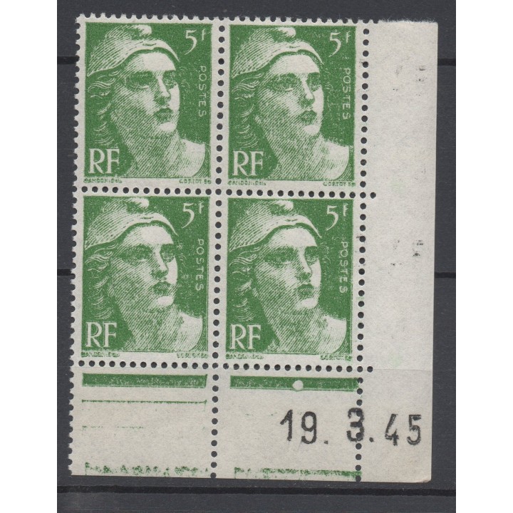 Timbre de collection France - 0719 Coin Daté (1945)