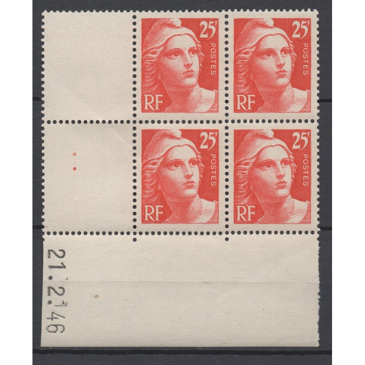 Timbre de collection France - 0729 Coin Daté (1946)