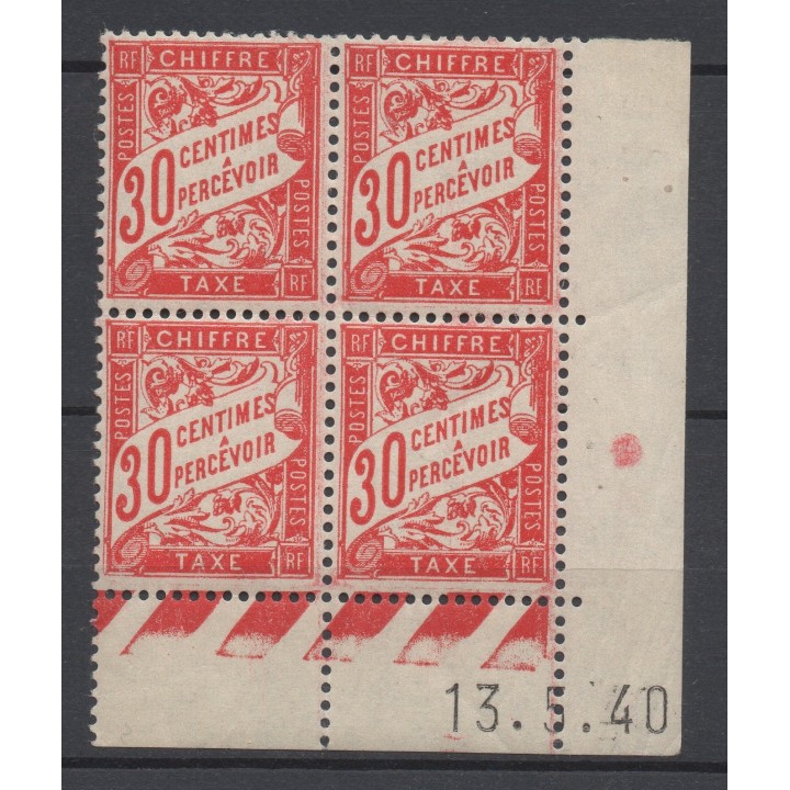 Timbre de collection France - Taxe 033 Coin Daté (1940)