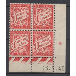 Timbre de collection France - Taxe 033 Coin Daté (1940)