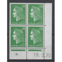 Timbre de collection France - 1611b Coin Daté (1970)