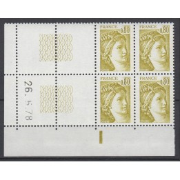 Timbre de collection France - 1971 Coin Daté (1978) coin à gauche (TD3)