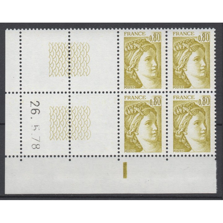 Timbre de collection France - 1971 Coin Daté (1978) coin à gauche (TD3)