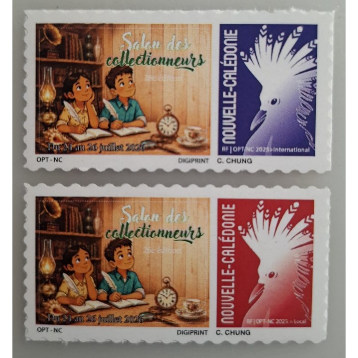 Timbre de collection Nouvelle-Caledonie - 2026 Autoadhésif Salon des Collectionneurs Noumea - Cagou Rouge et Bleu