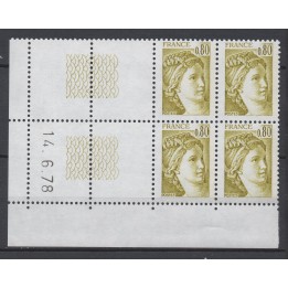 Timbre de collection France - 1971a Coin Daté (1978) coin à gauche (TD3)