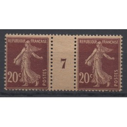 Timbre de collection France - 0139 Millésime 7 GC (1917)