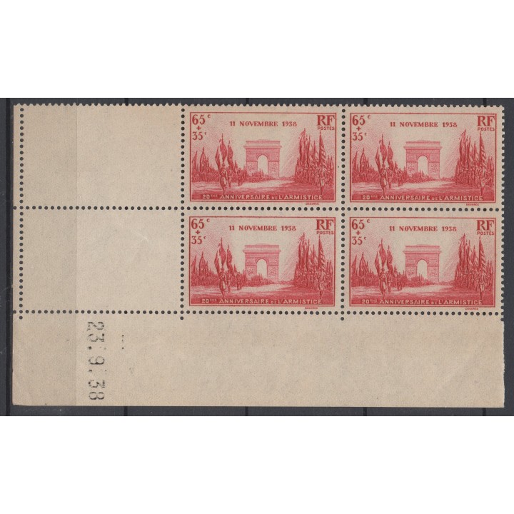 Timbre de collection France - 0403 Coin Daté (1938)