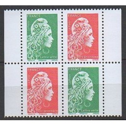 France - 5252 & 5253 - Marianne-L\'Engagée-Gommée-Bloc-de-Quatre-issu-du-Carnet