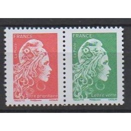 France - 5252 & 5253 - Marianne-L\'Engagée-Gommée-Paire-Horizontale-R+V-issue-du-Carnet