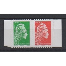 France - Autoadhésif 1653 Paire Horizontale V+R Issu du Carnet