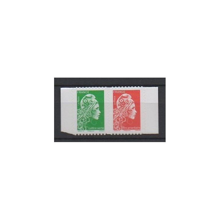 France - Autoadhésif 1653 Paire Horizontale V+R Issu du Carnet