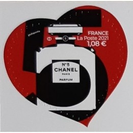 France - Autoadhésif 1954 Cœur Chanel \"rouge\"