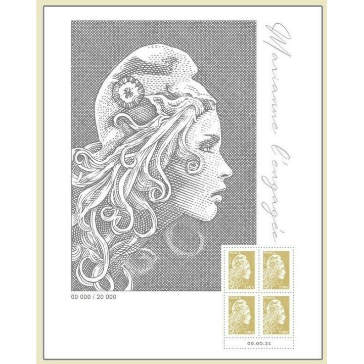 France - 5534A Affiche Marianne L\'Engagée 4x7€ - Hors Abonnement