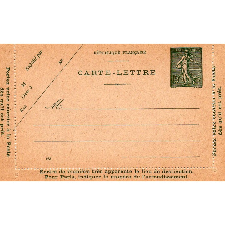 France - Entier Postal 0130-E9 date 932