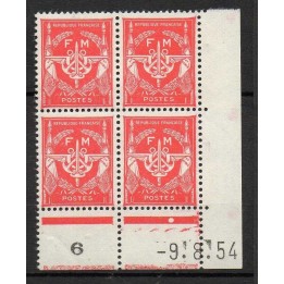 France - Franchise Militaire 12 Coin Daté (09/08/1954)
