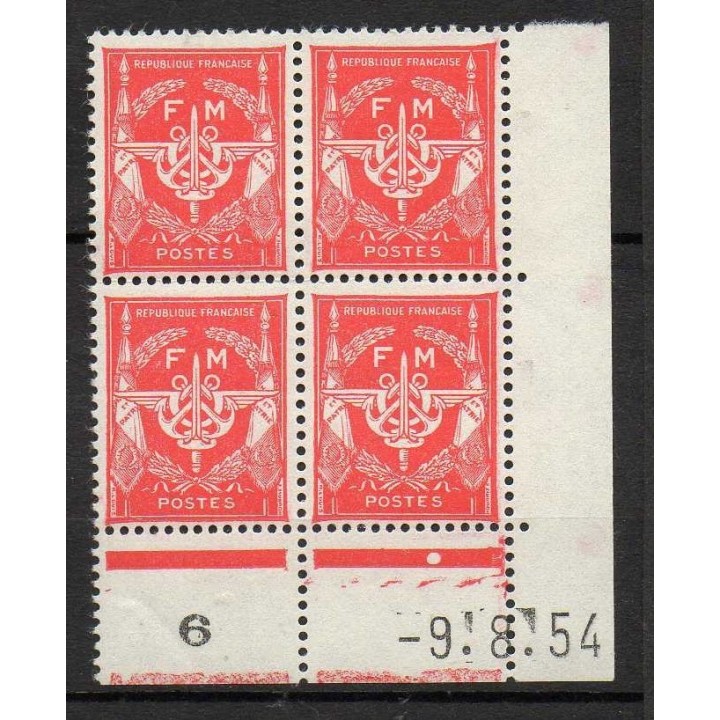 France - Franchise Militaire 12 Coin Daté (09/08/1954)