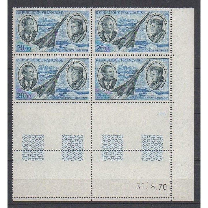 France - Poste Aérienne 44 Coin Daté (31/08/1970)