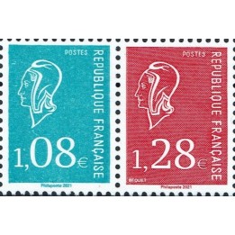France - 5535 Paire Horizontale B+R - 50 ans de la Marianne de Bequet